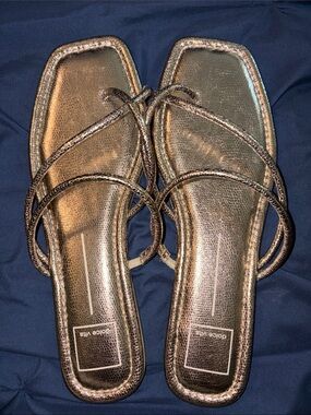 Dolce Vita Gold Metallic Strappy Square-Toe Sandals